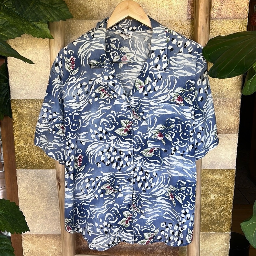 Tapestry Men’s Aloha Luau Hawaiian Button Down Short Sleeve Shirt, Size Large